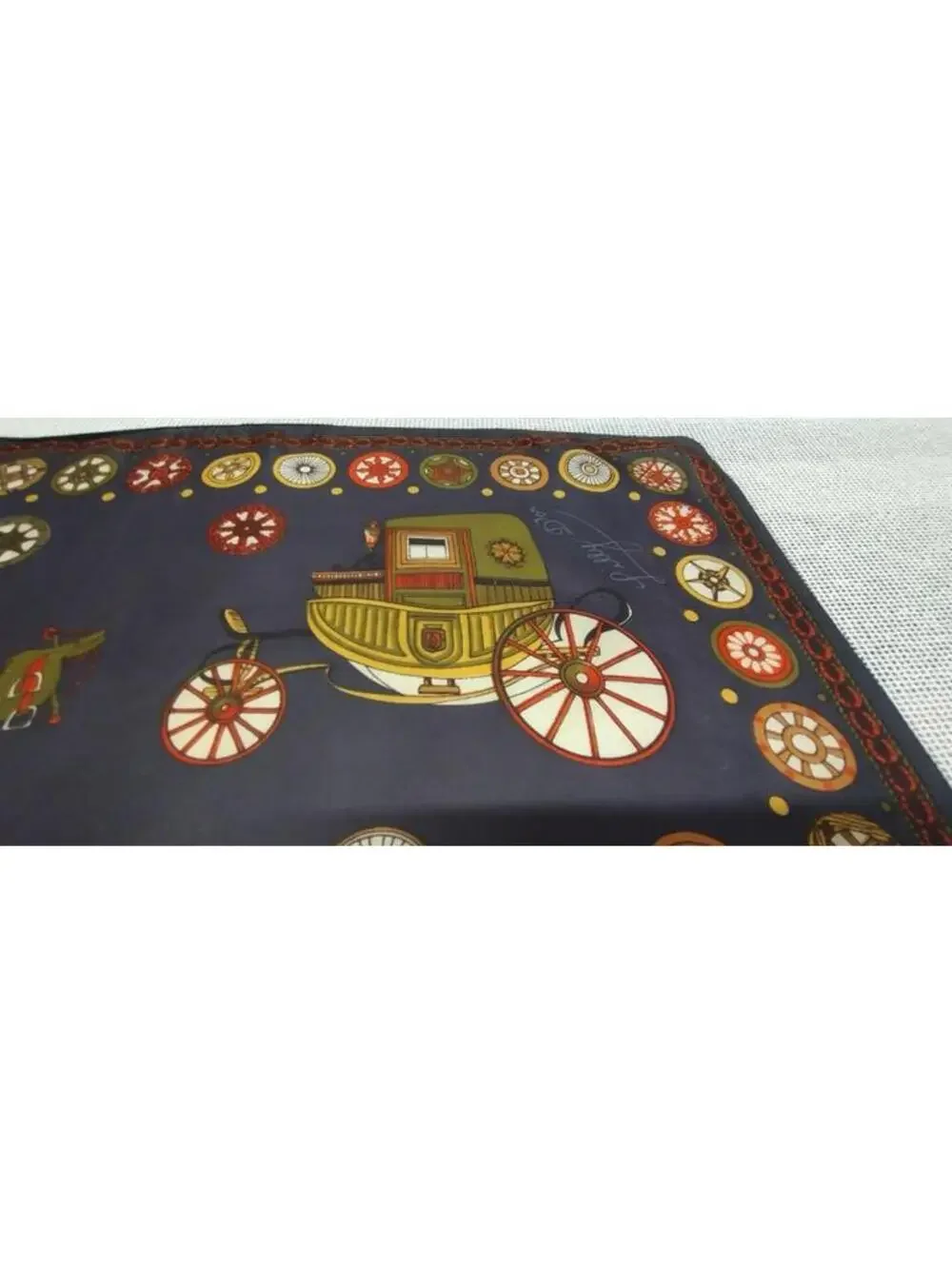 60s Lilly D'or Men's Scarf Carriages Acetate MCM Menswear Dandy Victorian Wheels